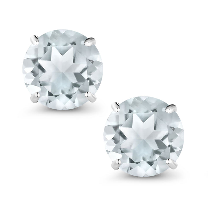 Aquamarine - March_Earrings in 18K White Gold