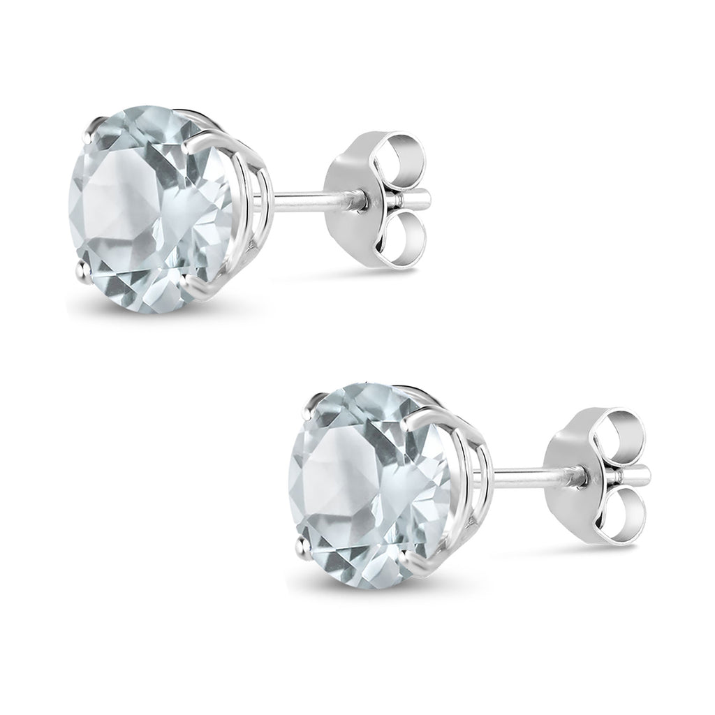 Aquamarine - March_Earrings in 18K White Gold