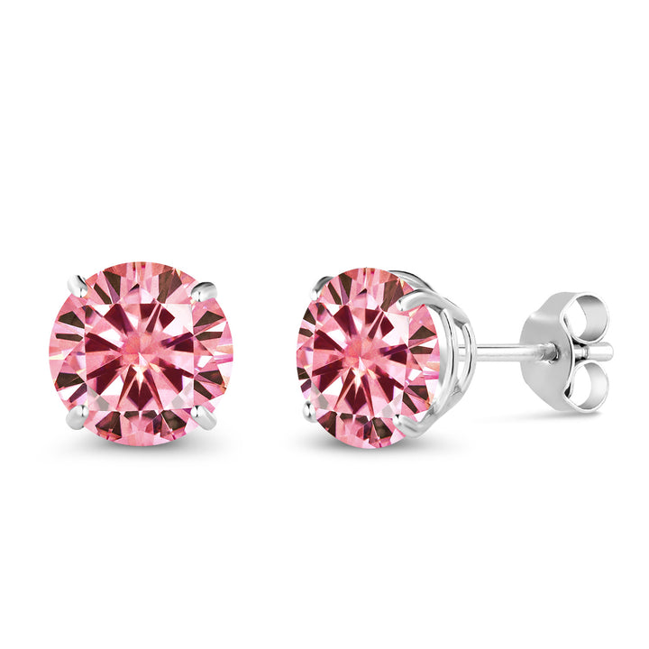 Pink Moissanite_Earrings in 18K White Gold