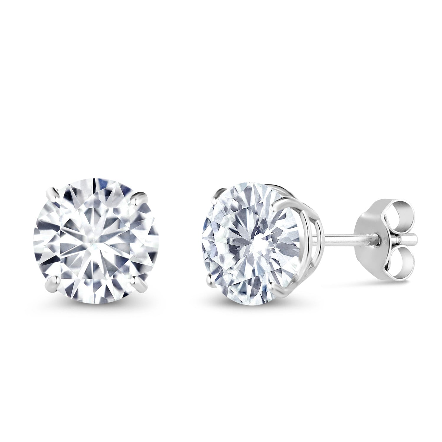 1.00 Cttw Round White Lab Grown Diamond 18K White Gold Stud Earrings | Gold Earrings For Women Men