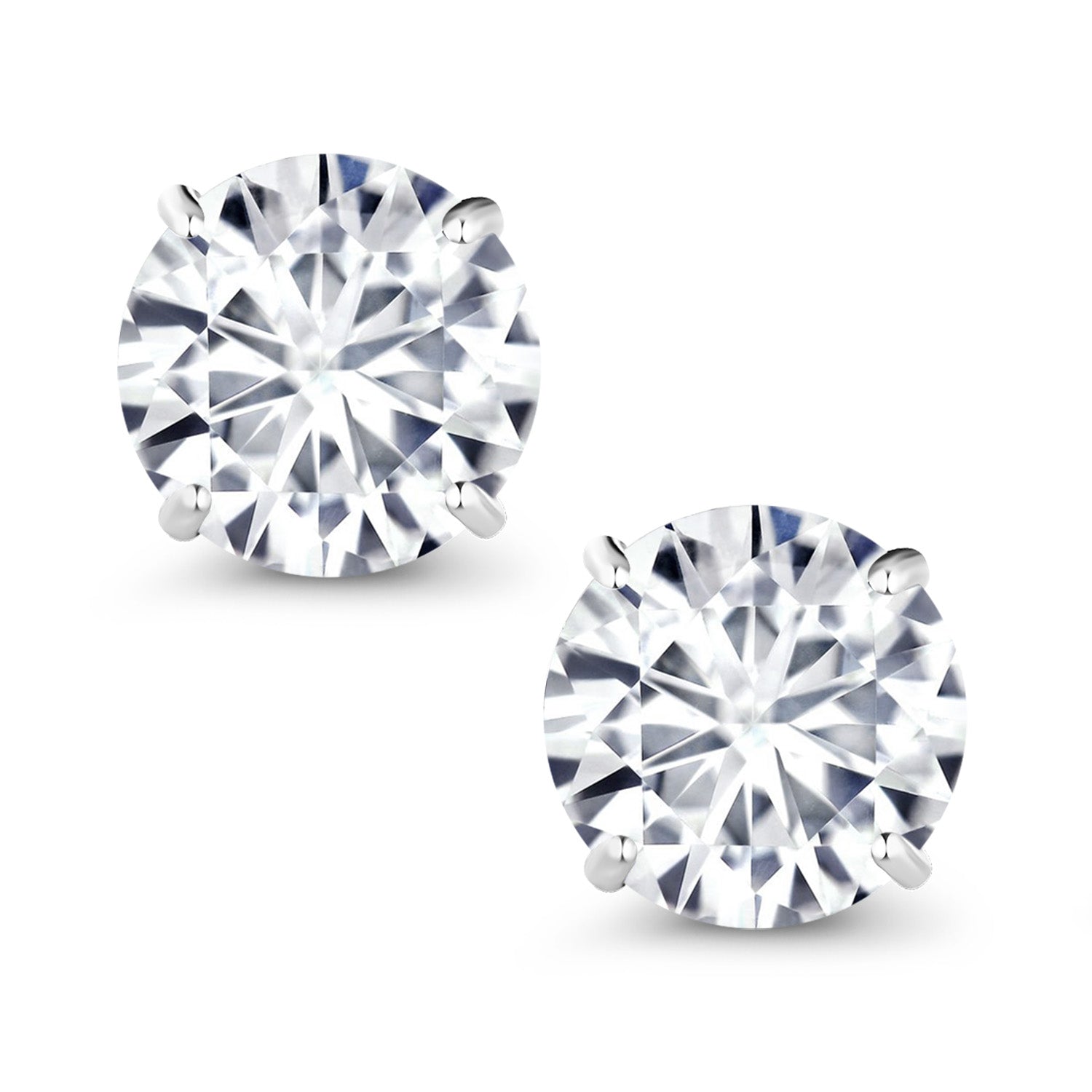 1.00 Cttw Round White Lab Grown Diamond 18K White Gold Stud Earrings | G-H Color | VVS-VS Clarity | Gold Earrings For Women Men