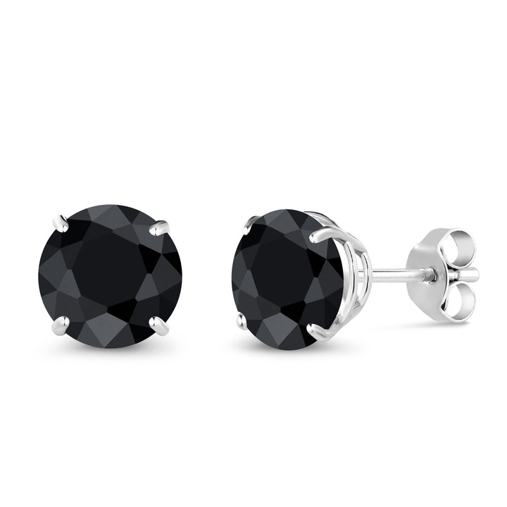 Black Sapphire - September_Earrings in 18K White Gold