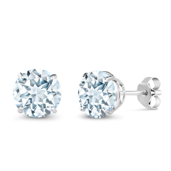 Aquamarine - March_Earrings in 18K White Gold