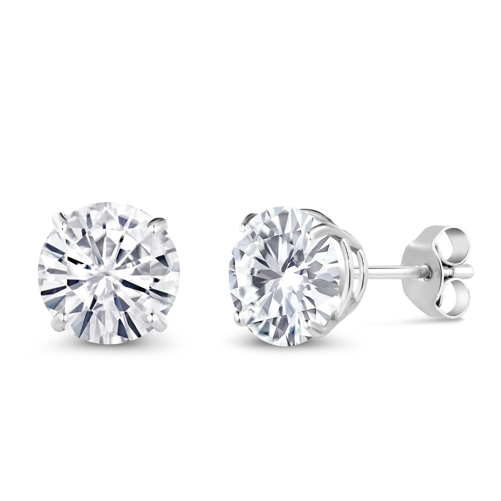 White Moissanite - April_Earrings in 18K White Gold