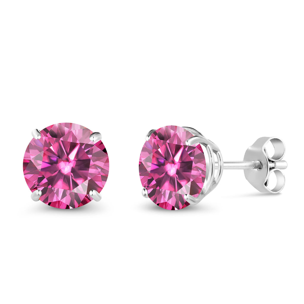 Pink Moissanite - April_Earrings in 18K White Gold