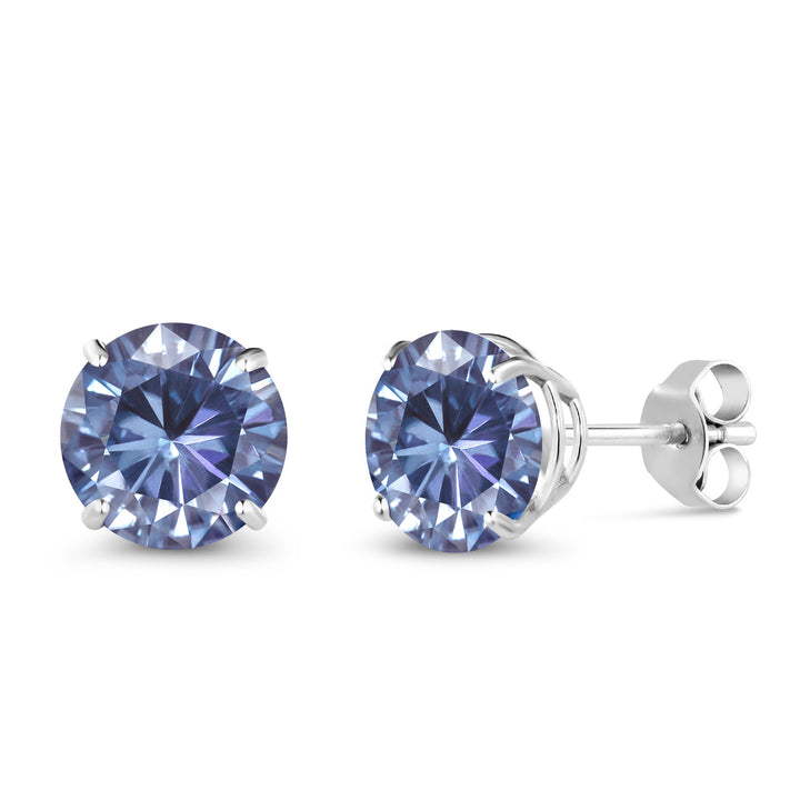 Persian Blue Moissanite - April_Earrings in 18K White Gold