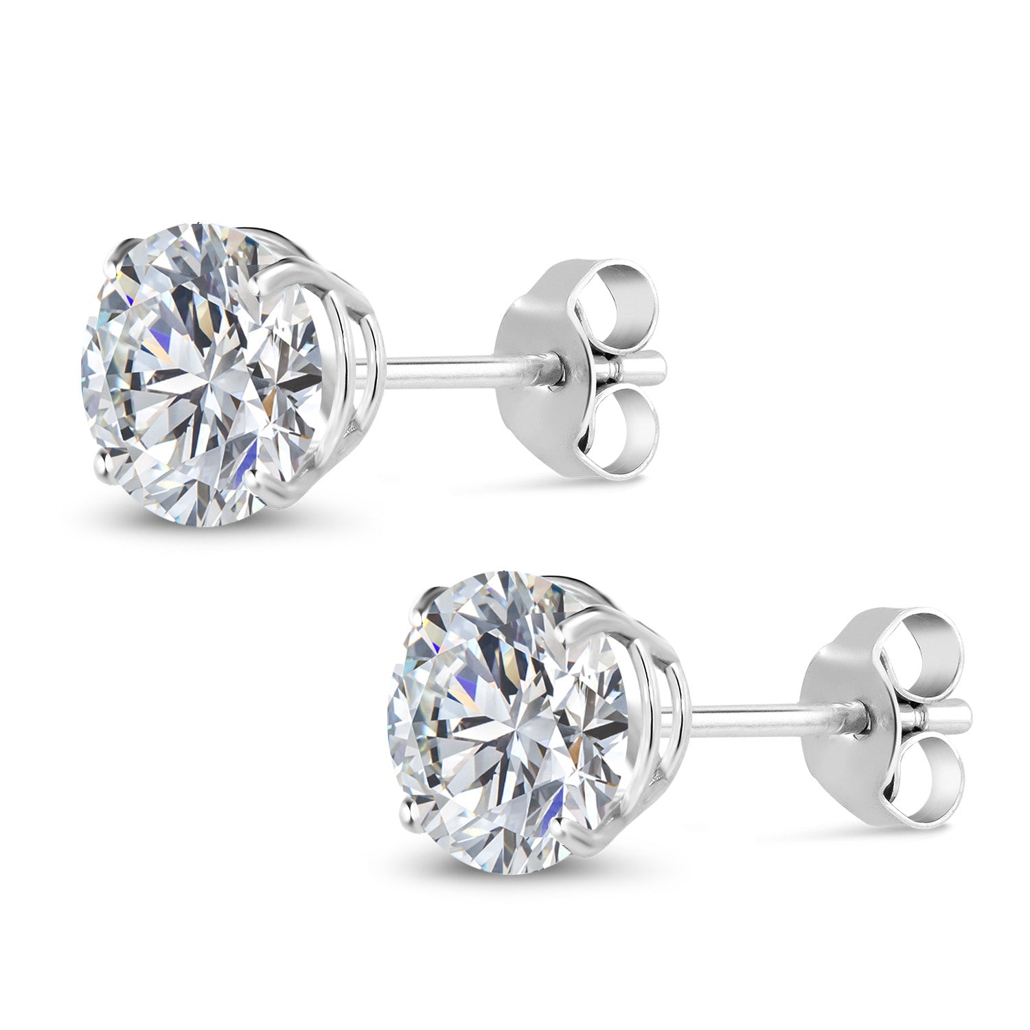 2.00 Cttw 18K White Gold IGI Certified Lab Grown Diamond Stud Earrings For Women Men | Each 1 Ct Round 6.5MM Diamond | F-G Color | VS1 Clarity