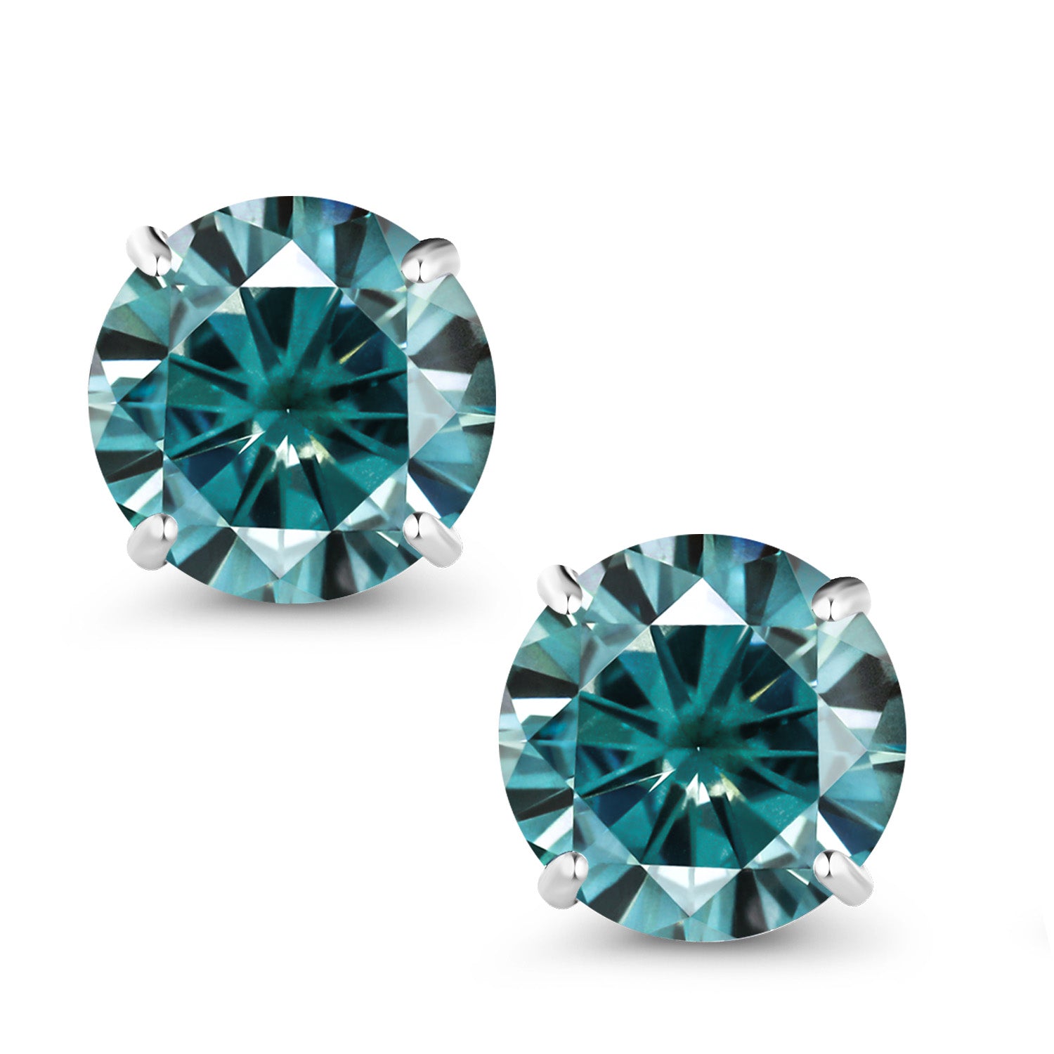 Blue Moissanite - April_14K White Gold_Earrings in 14K White Gold