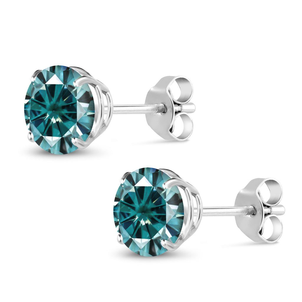 Blue Moissanite - April_14K White Gold_Earrings in 14K White Gold