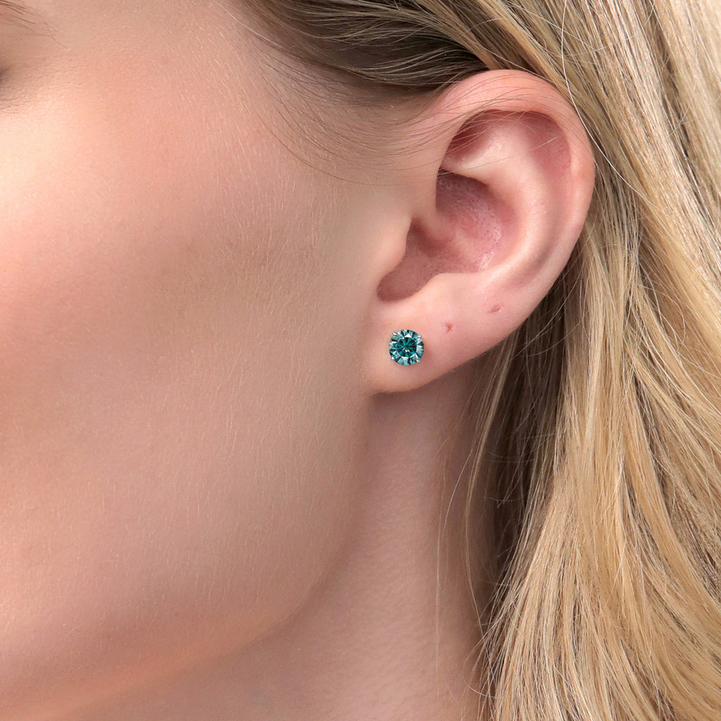 Blue Moissanite - April_14K White Gold_Earrings in 14K White Gold