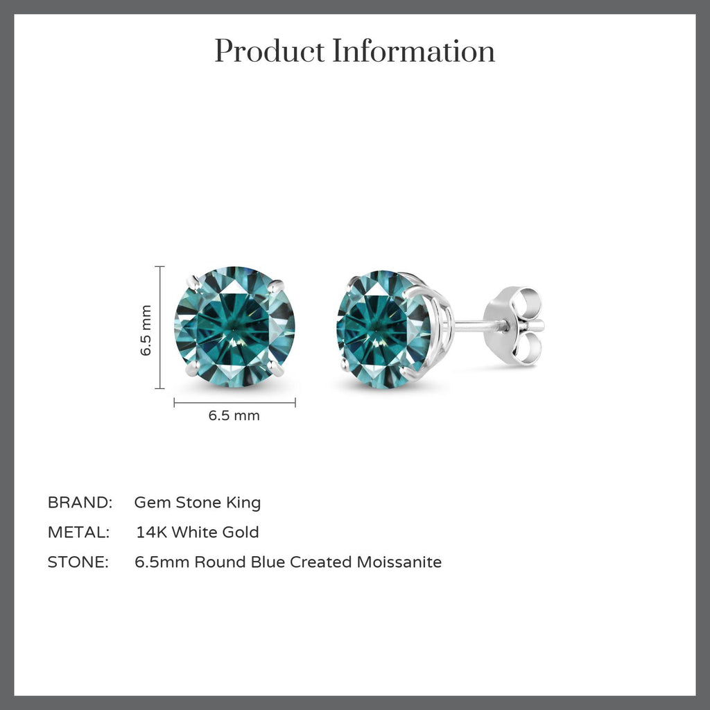 Blue Moissanite - April_14K White Gold_Earrings in 14K White Gold