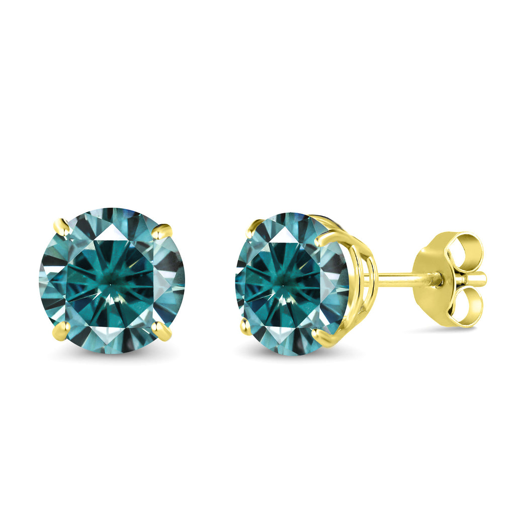 Blue Moissanite - April_14K Yellow Gold_Earrings in 14K Yellow Gold