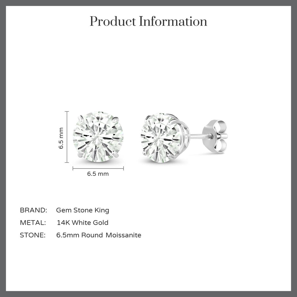 Moissanite_Earrings in 14K White Gold