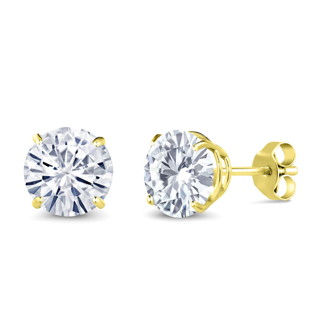 White Moissanite - April_14K Yellow Gold_Earrings in 14K Yellow Gold