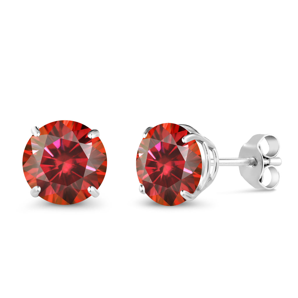 Red Moissanite - April_14K White Gold_Earrings in 14K White Gold