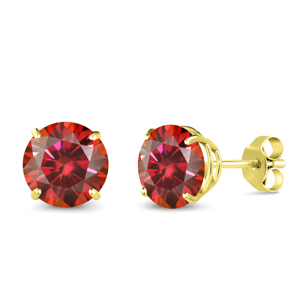 Red Moissanite - April_14K Yellow Gold_Earrings in 14K Yellow Gold