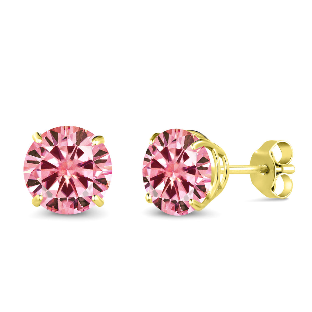 Pink Moissanite - April_14K Yellow Gold_Earrings in 14K Yellow Gold