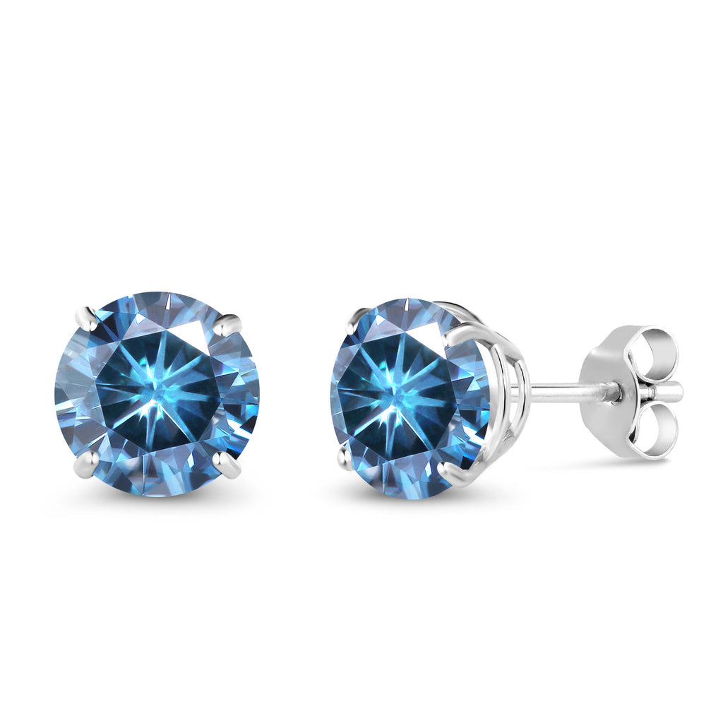 Persian Blue Moissanite - April_14K White Gold_Earrings in 14K White Gold