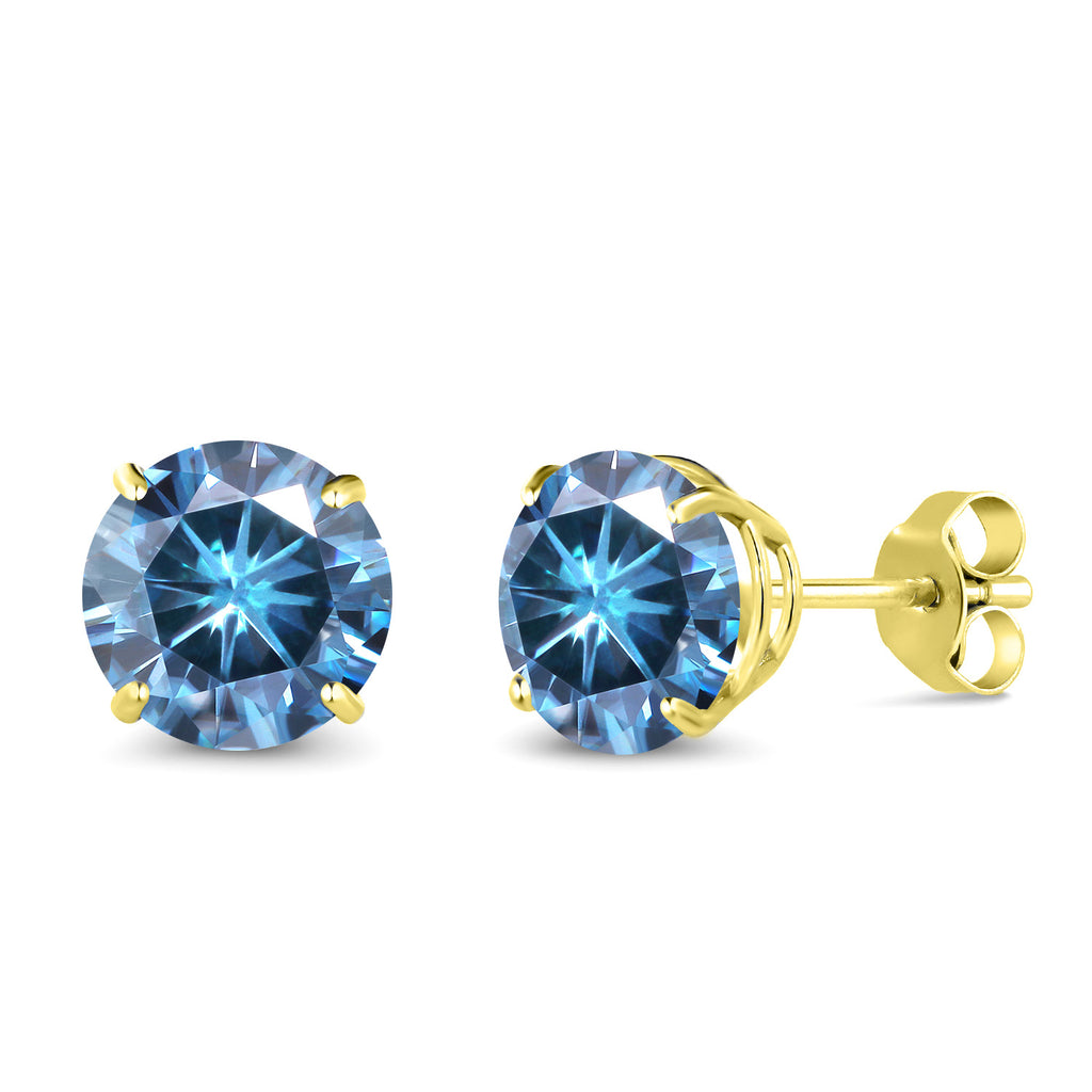Persian Blue Moissanite - April_14K Yellow Gold_Earrings in 14K Yellow Gold