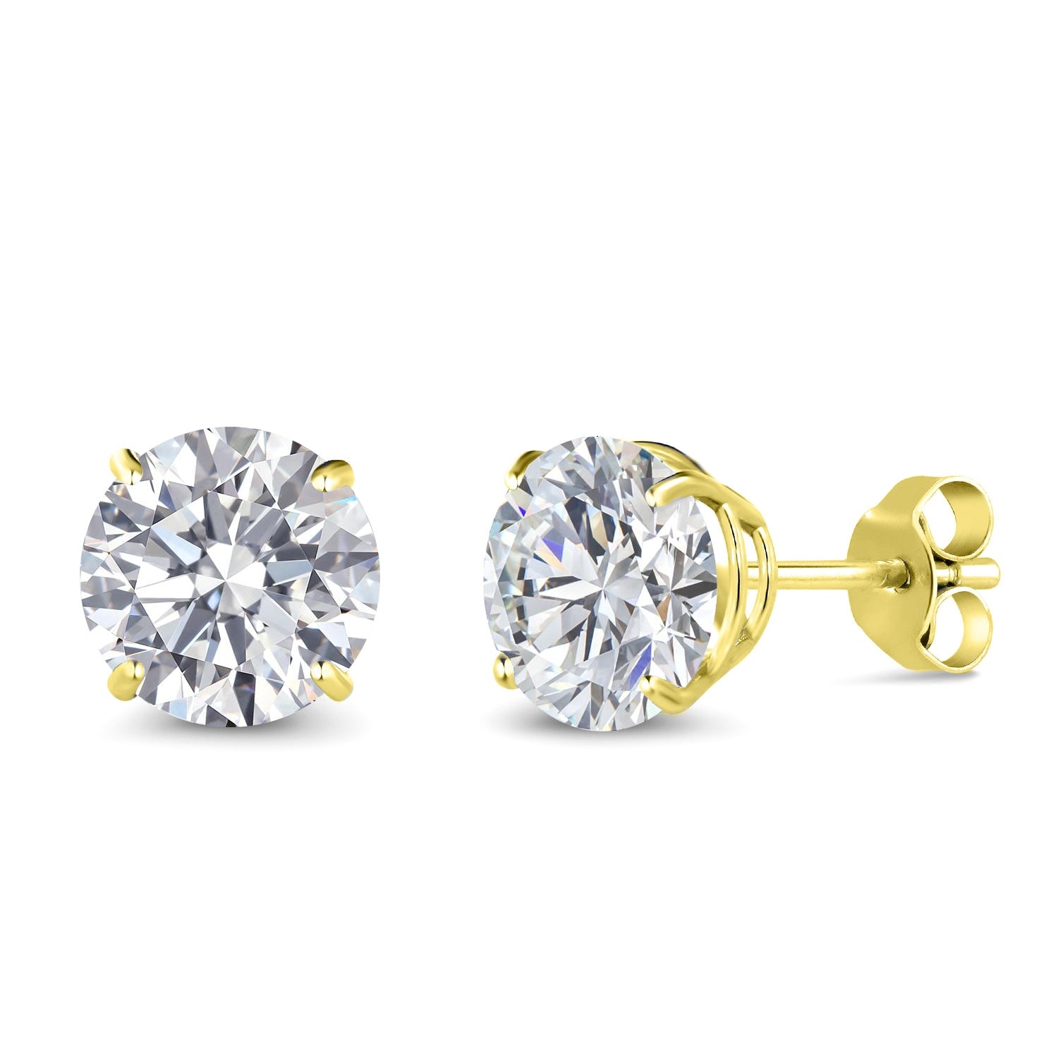 2 Ct Round Cut 14K Yellow Gold IGI Certified Lab Grown Diamond Earrings | F-G Color | VS1 Clarity | Gold Earrings For Women Men