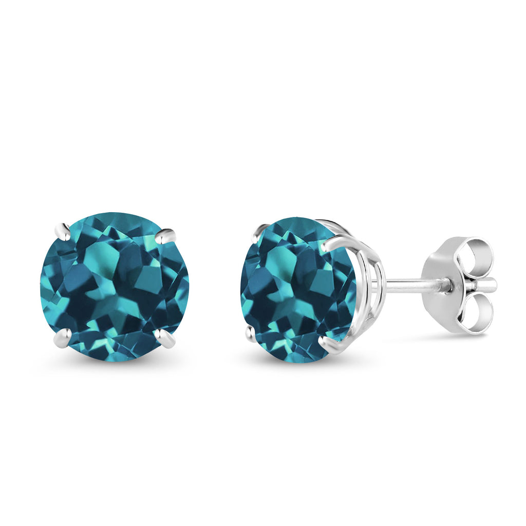 London Blue Topaz - November_14K White Gold_Earrings in 14K White Gold