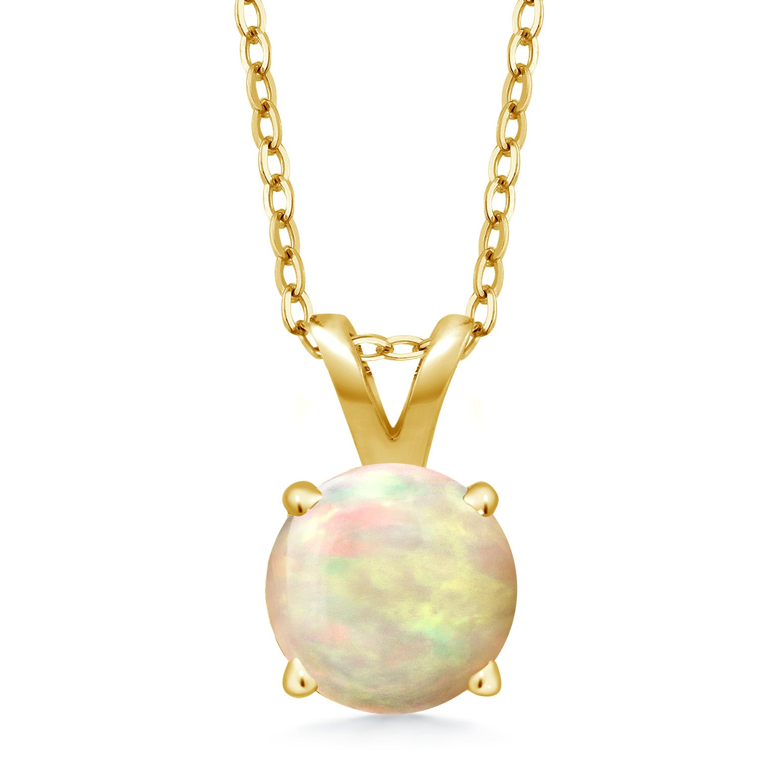 Ethiopian Opal - October_Pendant in 925 Yellow Gold Plated Silver