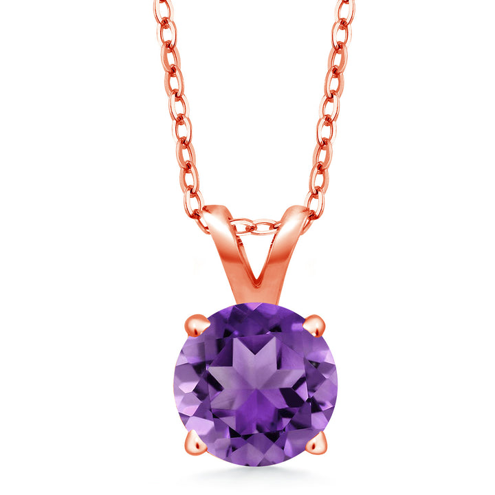 Amethyst - February_Pendant in 925 Rose Gold Plated Silver