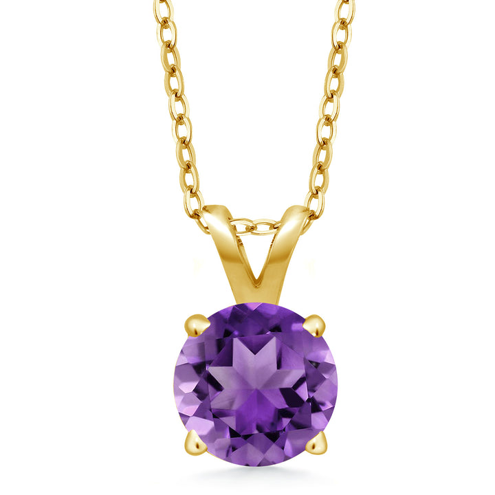 Amethyst - February_Pendant in 925 Yellow Gold Plated Silver