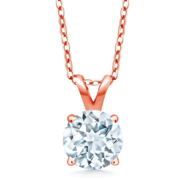 Aquamarine - March_Pendant in 925 Rose Gold Plated Silver