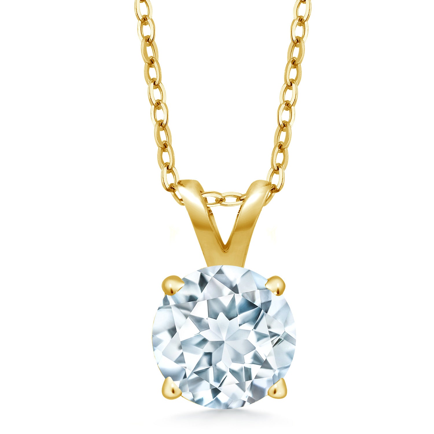 Aquamarine - March_Pendant in 925 Yellow Gold Plated Silver