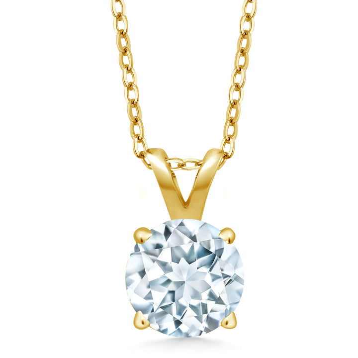 Aquamarine - March_Pendant in 925 Yellow Gold Plated Silver