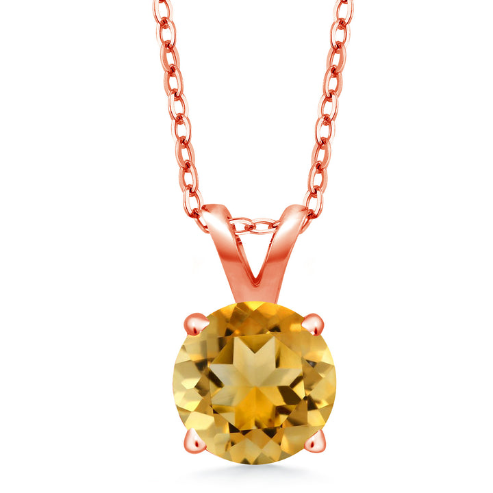 Citrine - November_Pendant in 925 Rose Gold Plated Silver