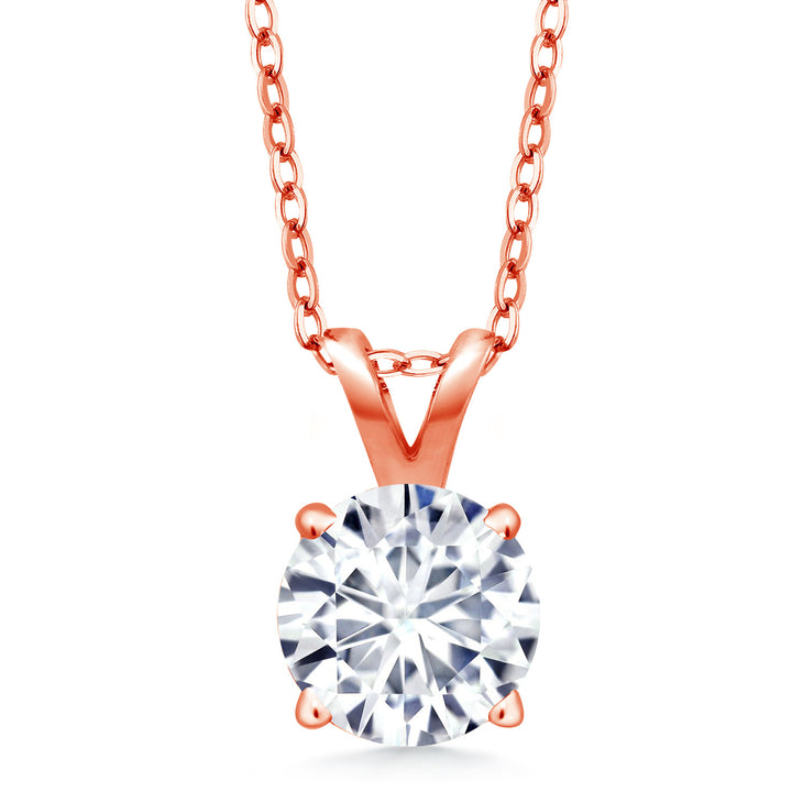 White Moissanite - April_Pendant in 925 Rose Gold Plated Silver
