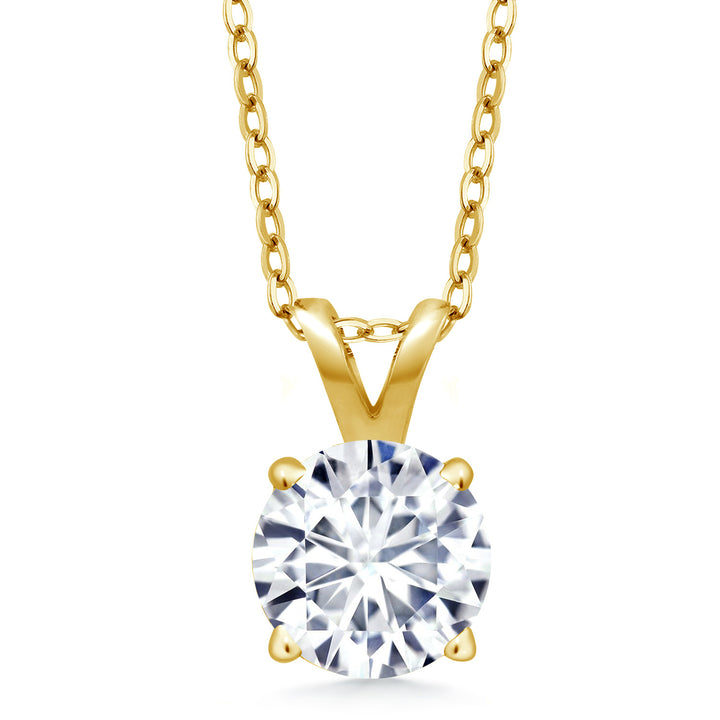 Moissanite - April_Pendant in 925 Yellow Gold Plated Silver