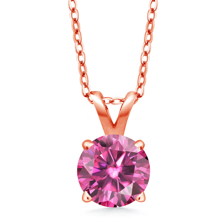 Pink Moissanite - April_Pendant in 925 Rose Gold Plated Silver