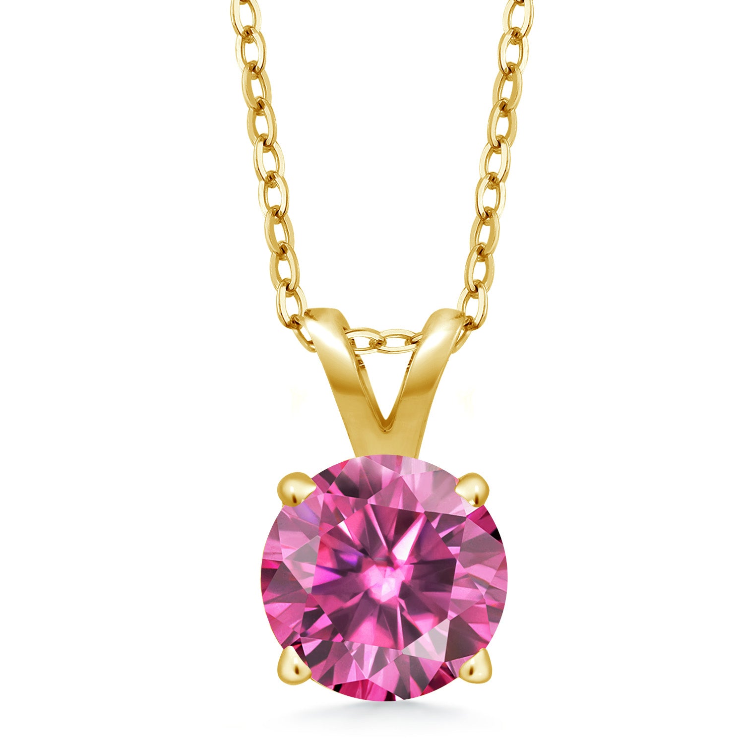 Pink Moissanite - April_Pendant in 925 Yellow Gold Plated Silver