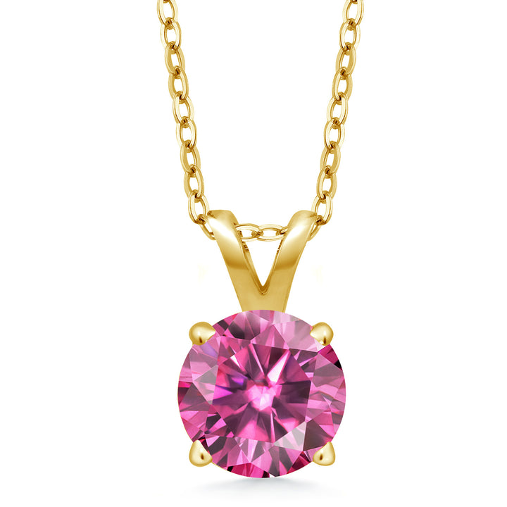 Pink Moissanite - April_Pendant in 925 Yellow Gold Plated Silver