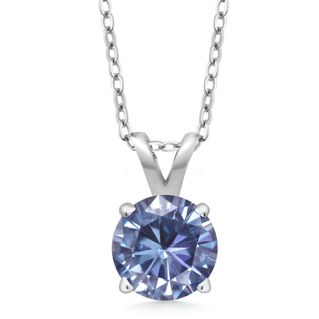 Persian Blue Moissanite - April_Pendant in 925 Sterling Silver