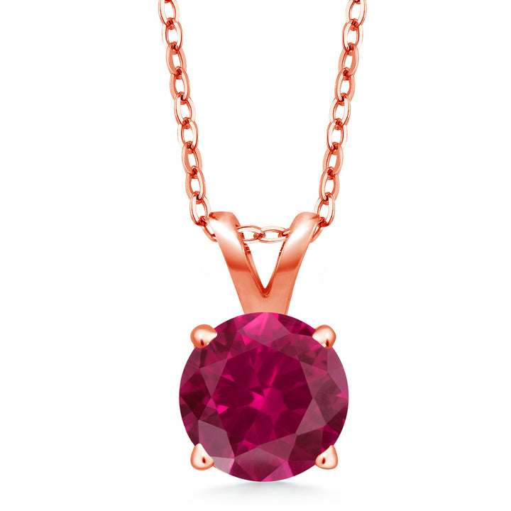 Created Ruby - July_Pendant in 925 Rose Gold Plated Silver