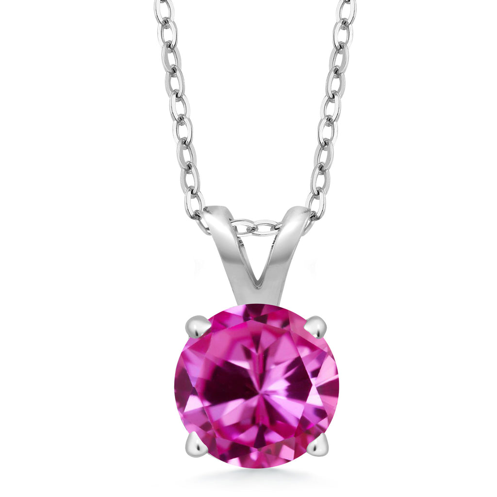 Pink Created Sapphire - September_Pendant in 925 Sterling Silver
