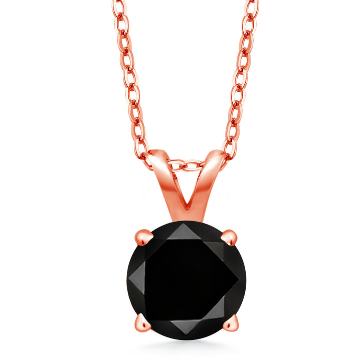 Black Diamond - April_Pendant in 925 Rose Gold Plated Silver