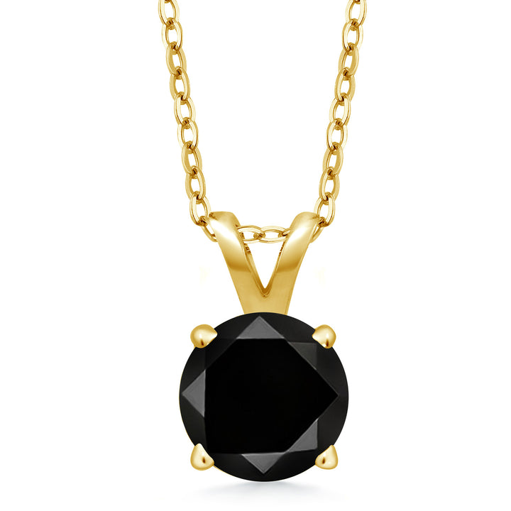 Black Diamond - April_Pendant in 925 Yellow Gold Plated Silver