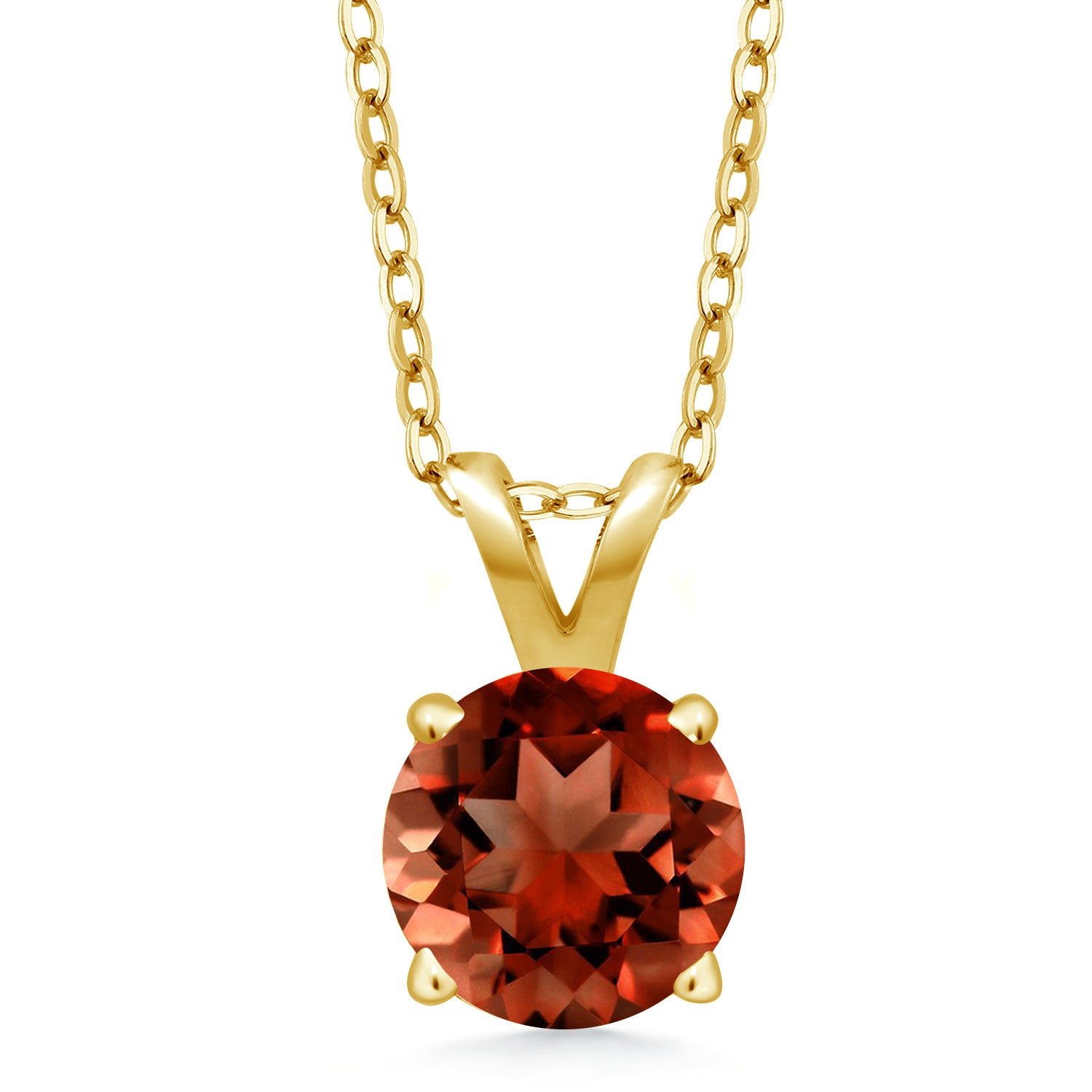 Garnet - January_Pendant in 925 Yellow Gold Plated Silver