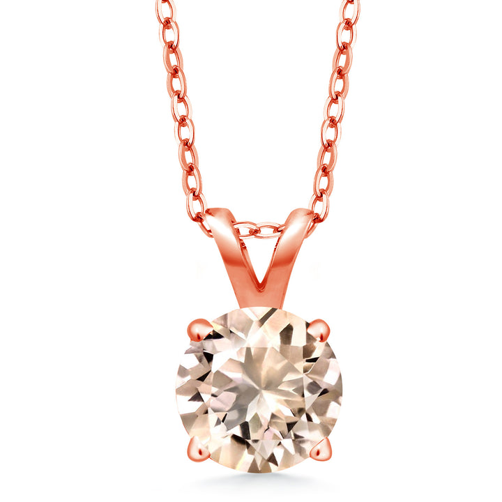 Morganite - October_Pendant in 925 Rose Gold Plated Silver