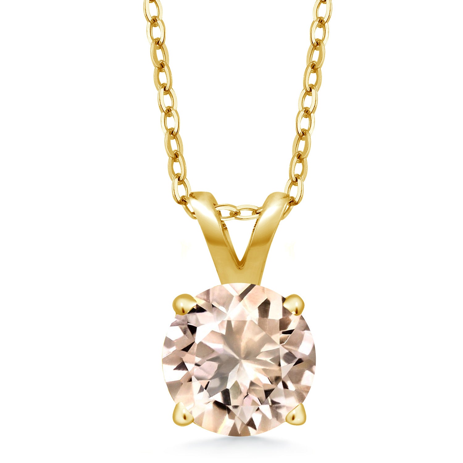 Morganite - October_Pendant in 925 Yellow Gold Plated Silver