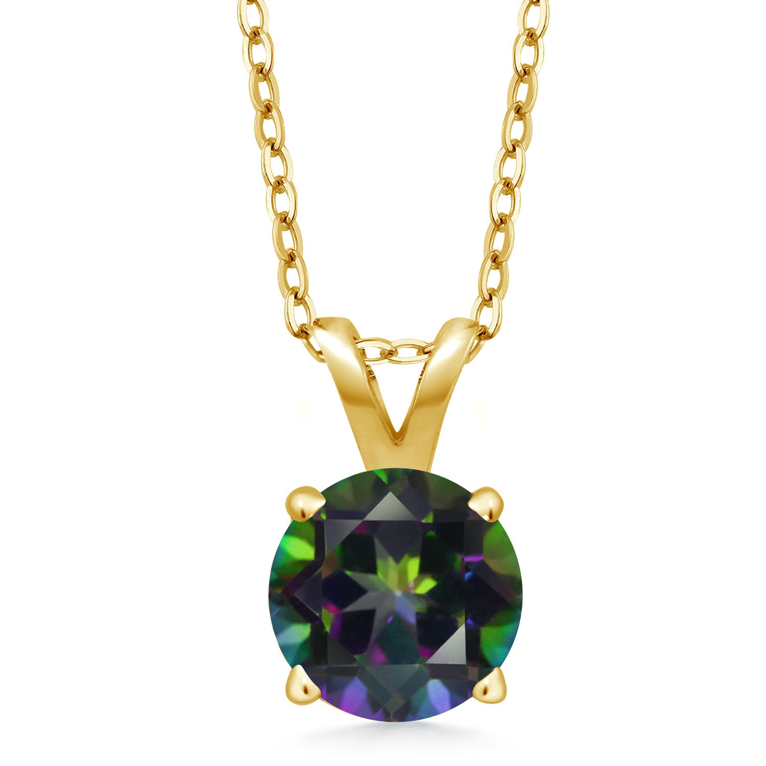 Green Mystic Topaz_Pendant in 925 Yellow Gold Plated Silver