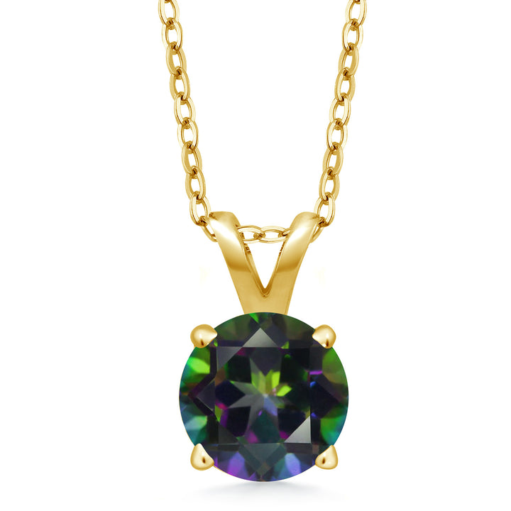 Green Mystic Topaz_Pendant in 925 Yellow Gold Plated Silver