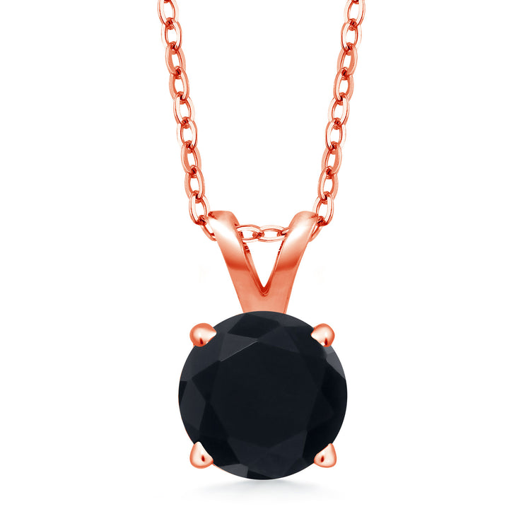 Onyx - December_Pendant in 925 Rose Gold Plated Silver