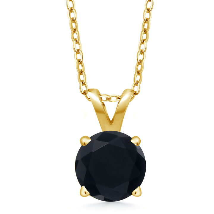 Onyx - December_Pendant in 925 Yellow Gold Plated Silver
