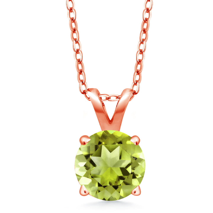 Peridot - August_Pendant in 925 Rose Gold Plated Silver